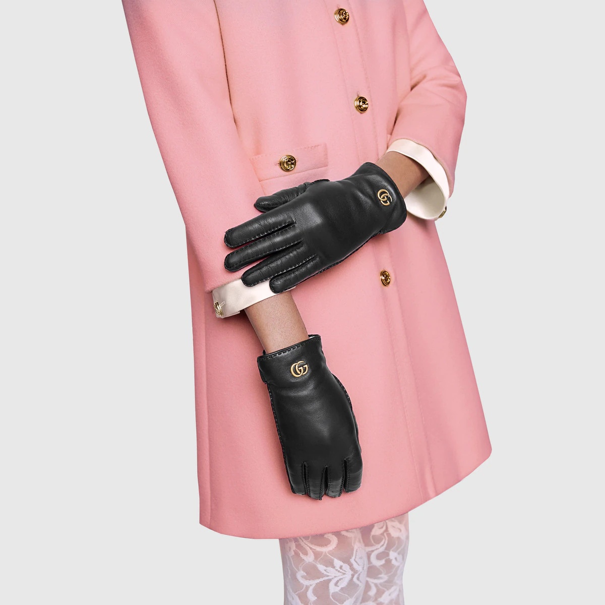 Leather gloves with Double G - 3