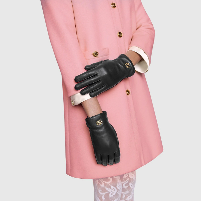 Leather gloves with Double G 3