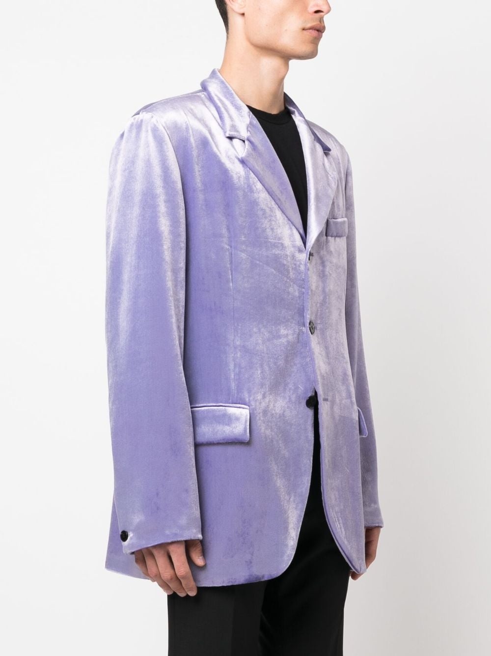 single-breasted velvet blazer - 3