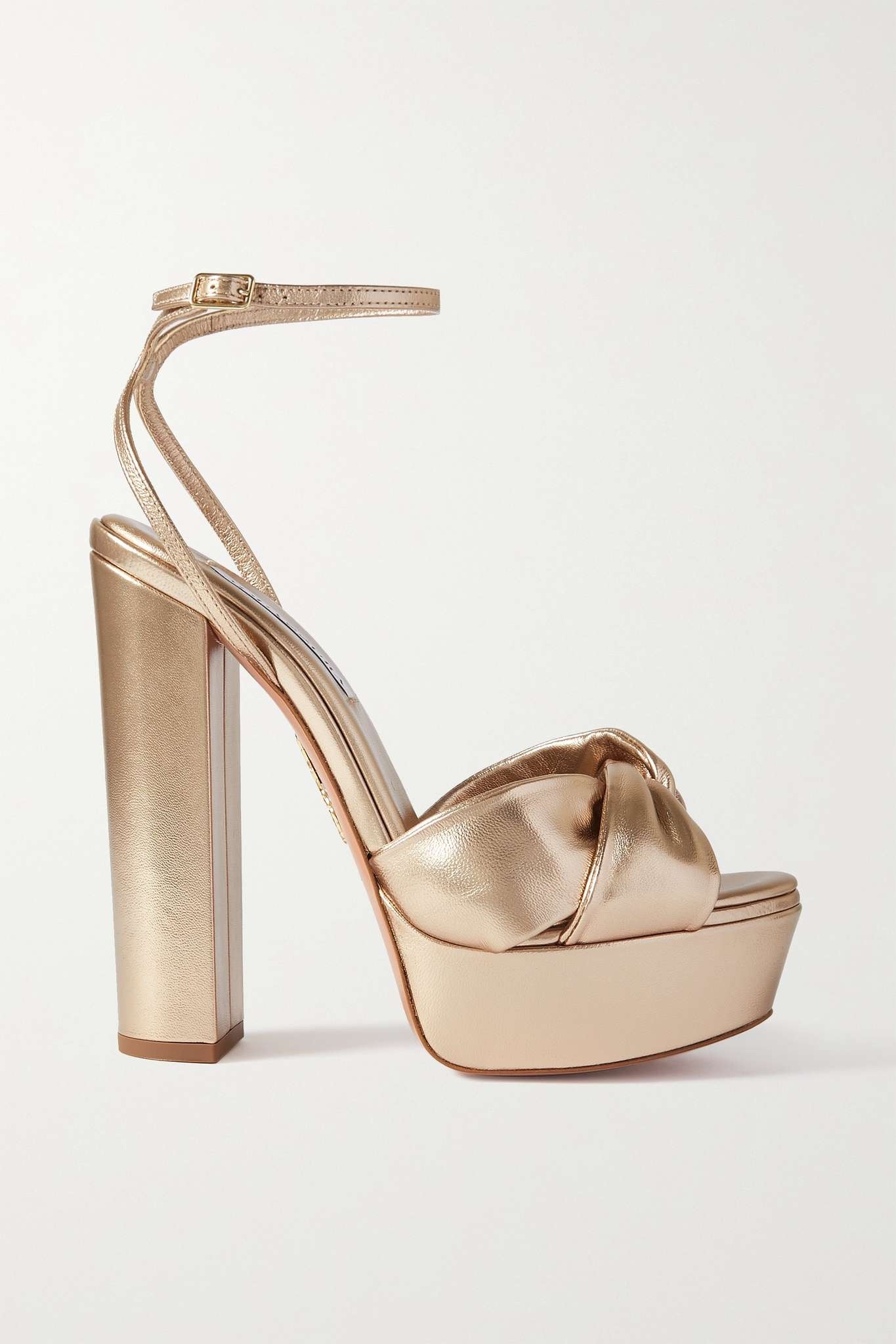 AQUAZZURA Olie Plateau 140 knotted metallic leather platform 