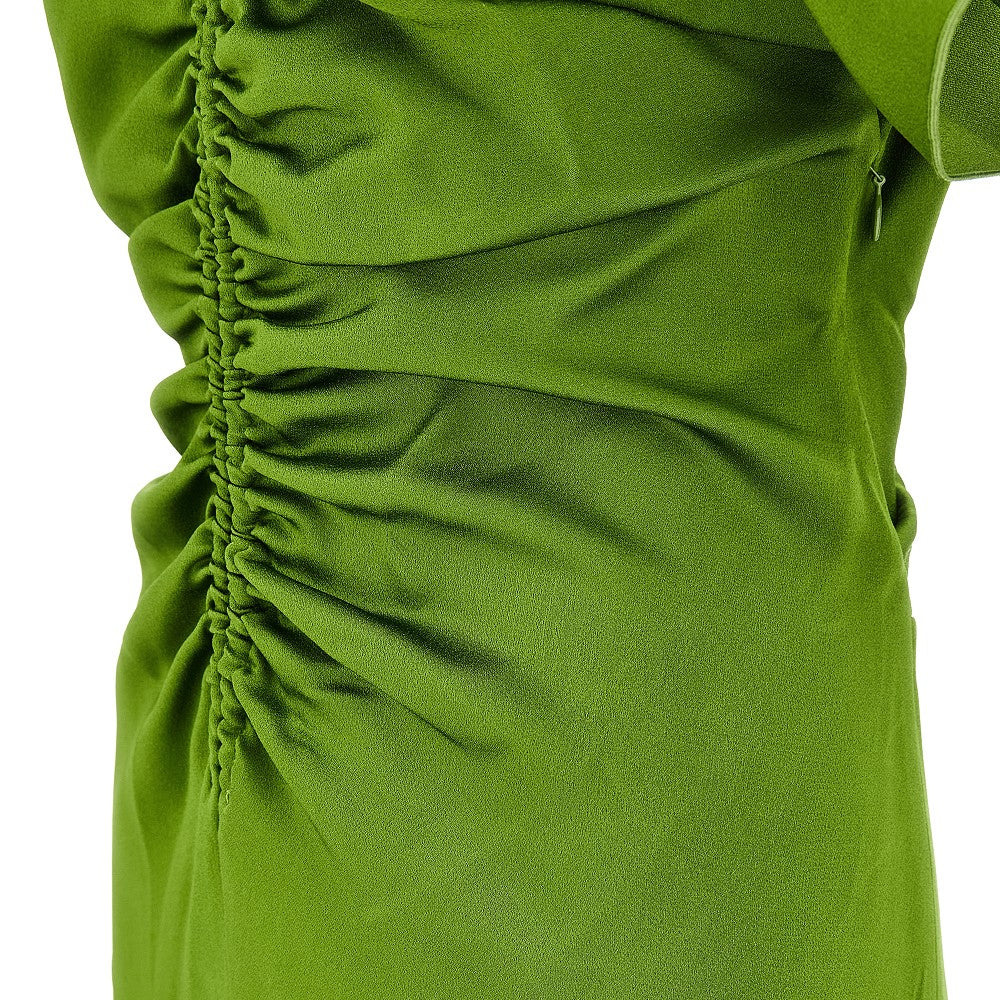GATHERED ASYMMETRICAL SATIN DRESS - 2