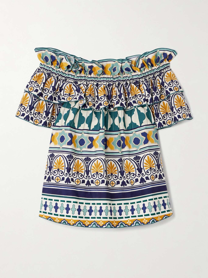 Breakfast ruffled printed cotton-poplin top 1