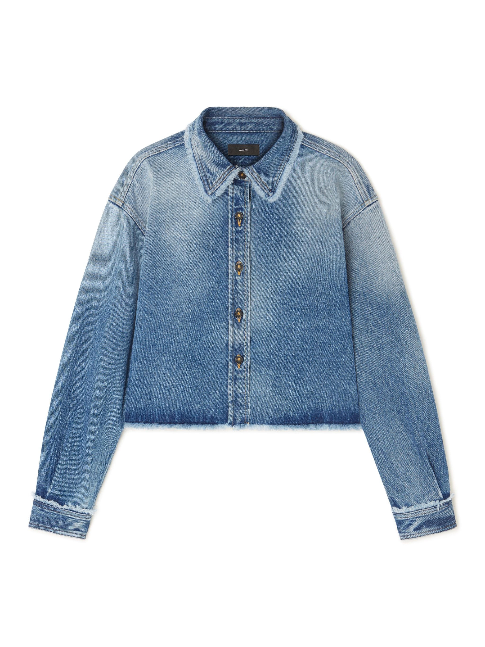 Fringed Cropped Denim Shirt - 2