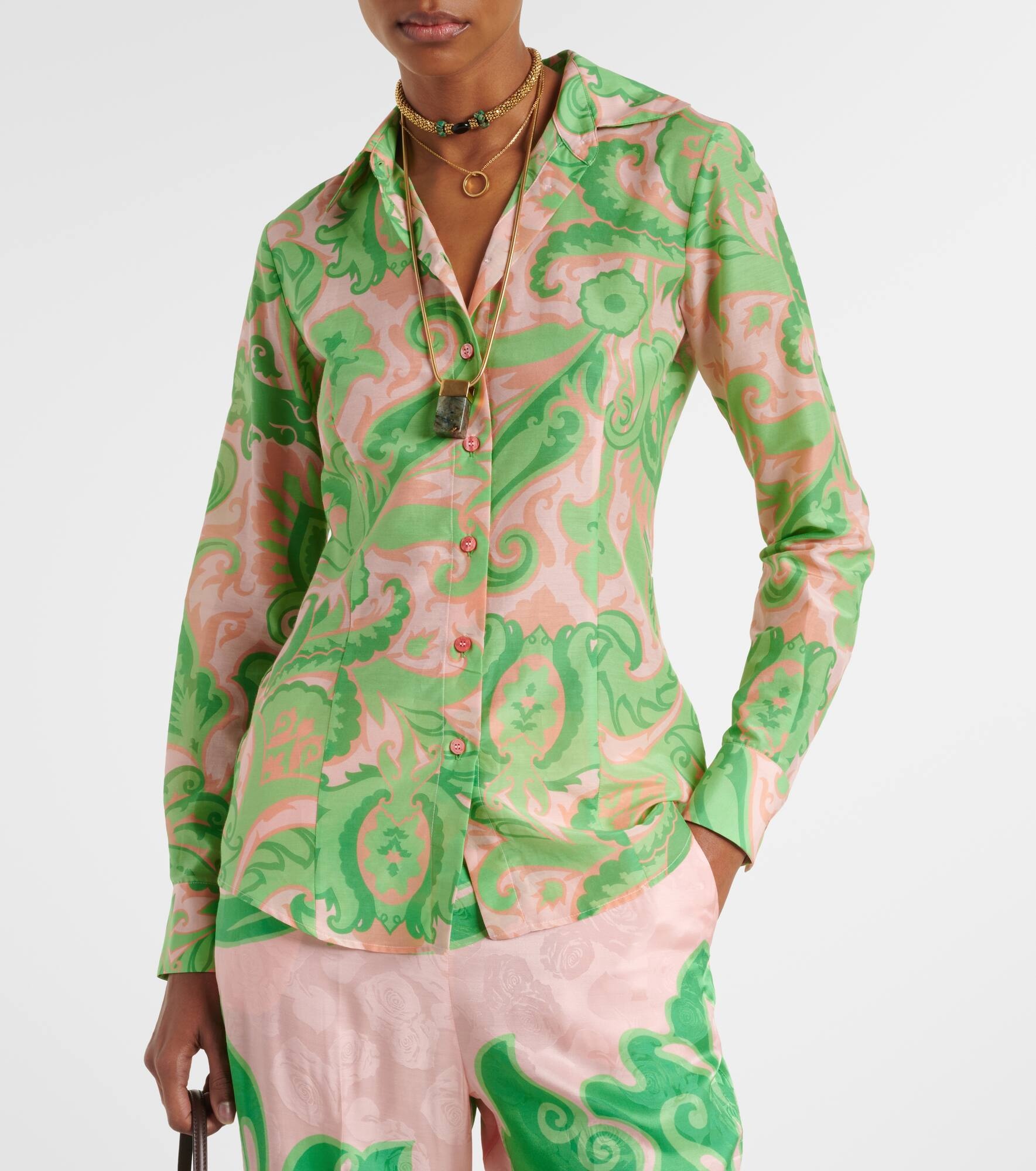 Printed cotton and silk shirt - 5