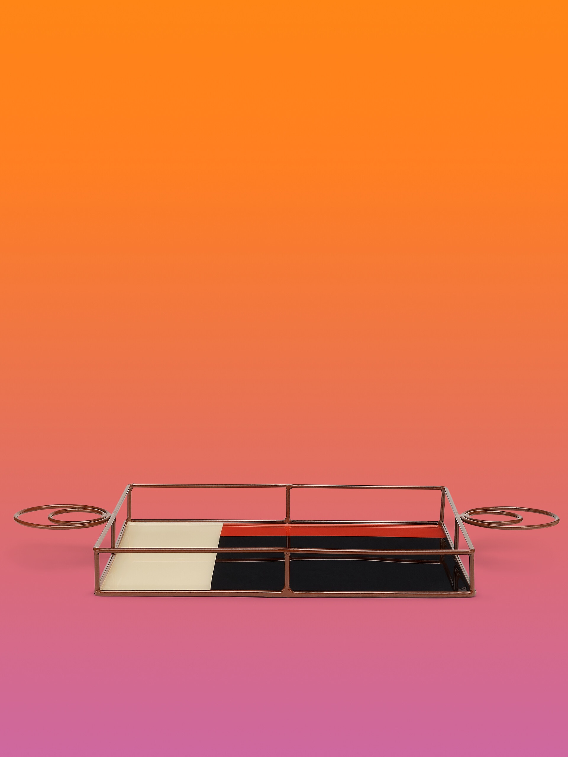 MARNI MARKET RECTANGULAR TRAY IN IRON AND BEIGE, BLACK AND RED RESIN - 1