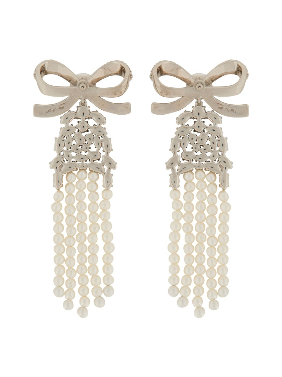DROP EARRINGS WITH CRYSTAL BOW AND PEARLS - 2