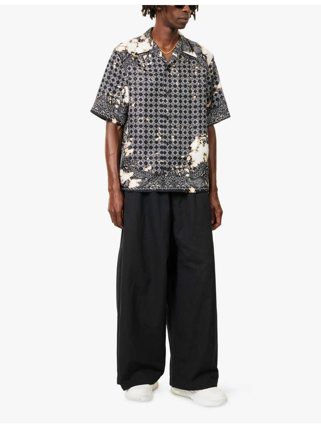 Graphic-Print Bleached Silk Bowling Shirt - 2