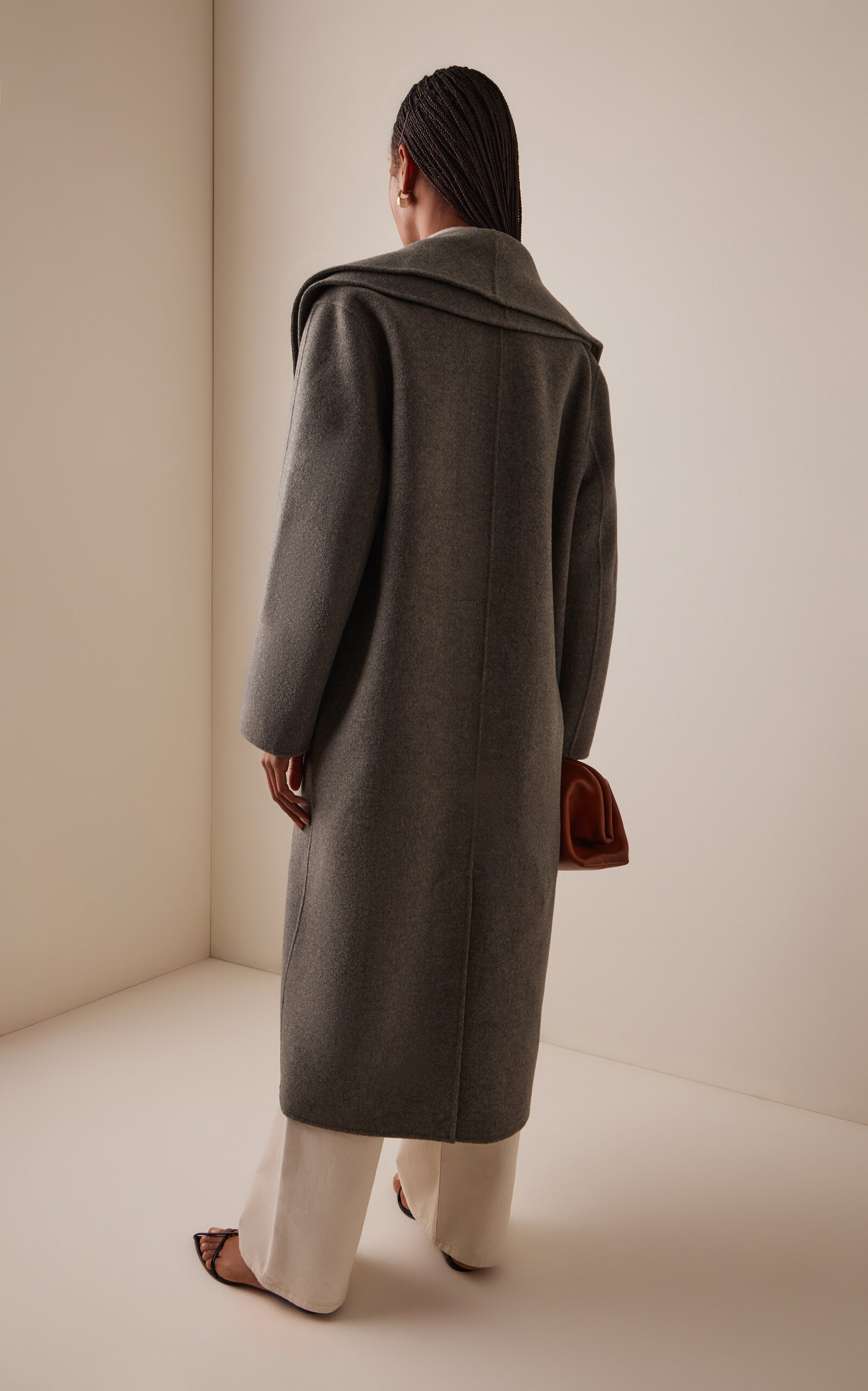 Signature double-faced scarf coat grey - 4