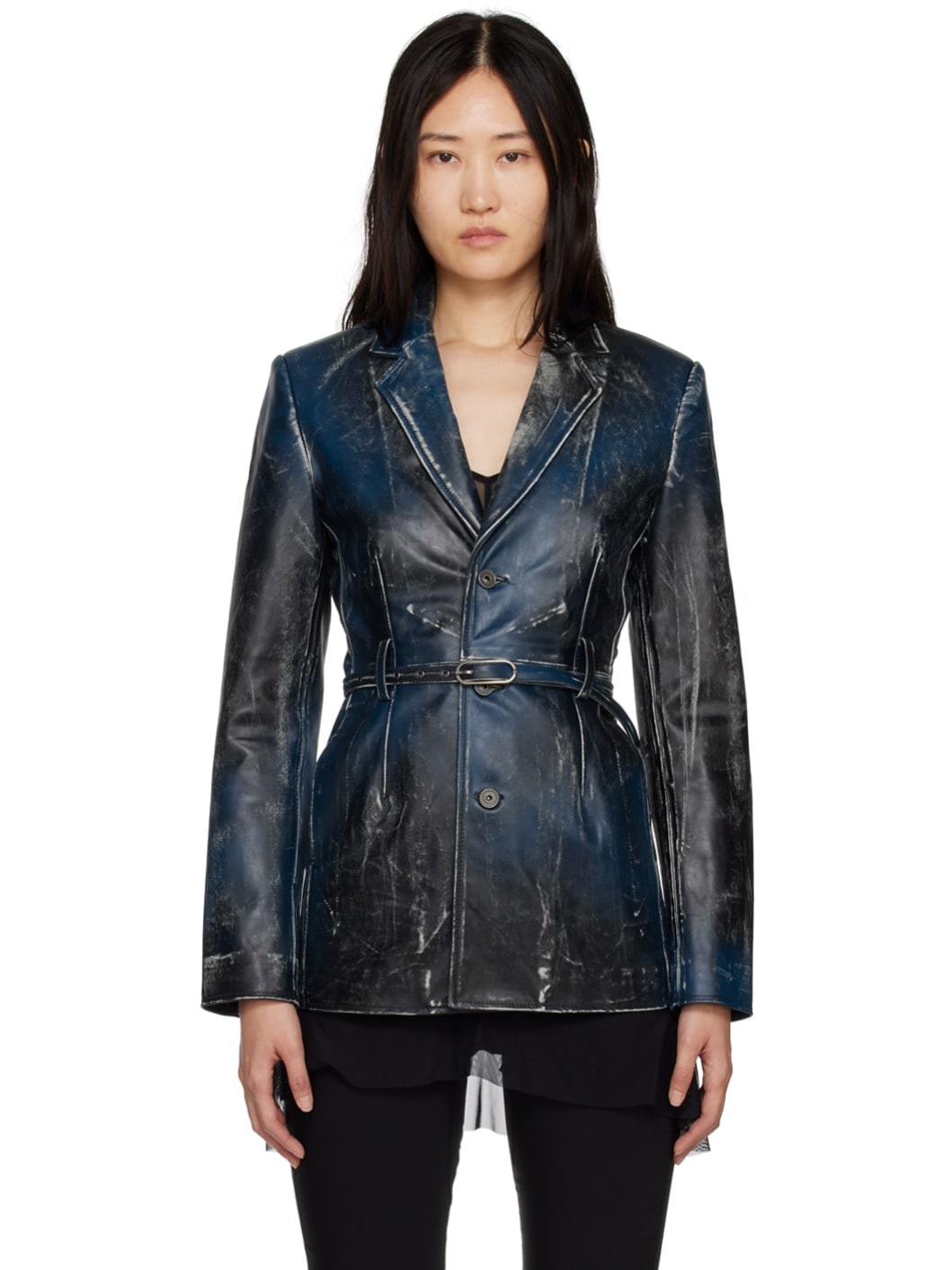 Blue Amr Leather Jacket - 1