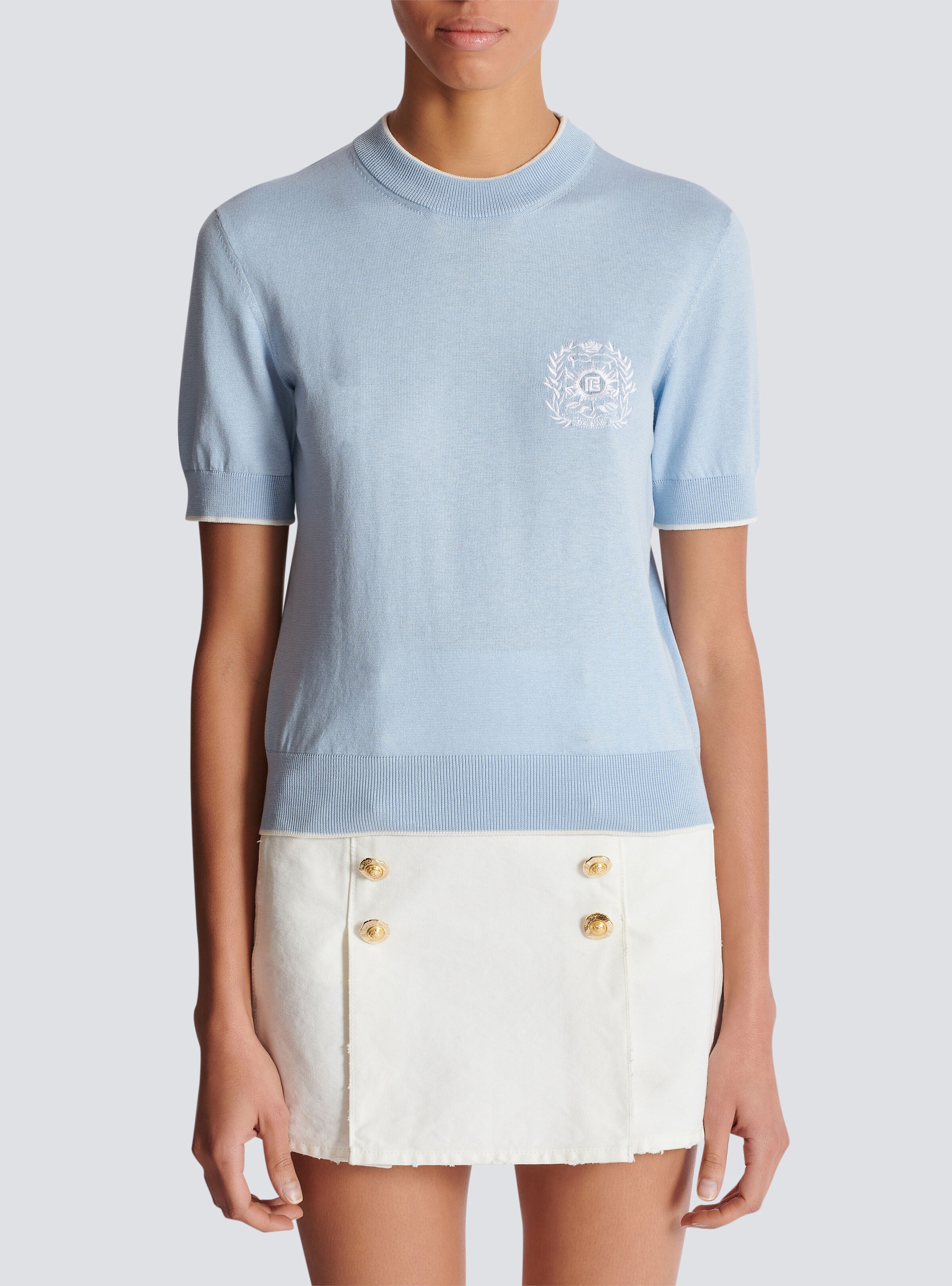 Balmain Emblème-embroidered knit top - 5