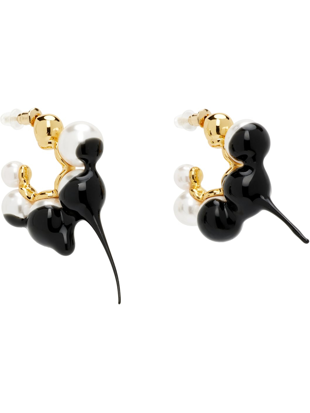 Dipped Pearl Mini Hoop Earrings - 2