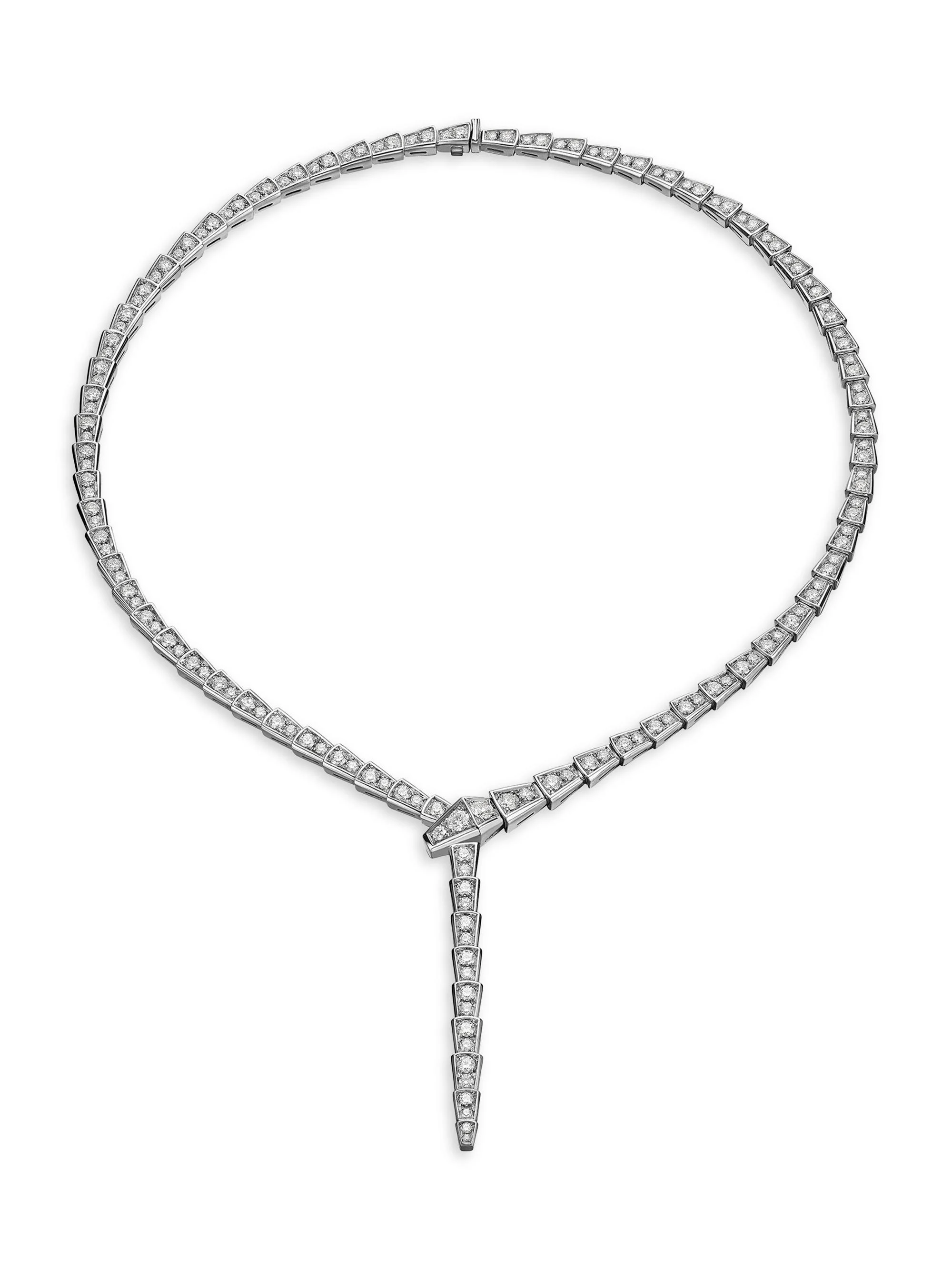 Women's Serpenti Viper 18K White Gold & Pavè Diamond Necklace - White Gold - 1