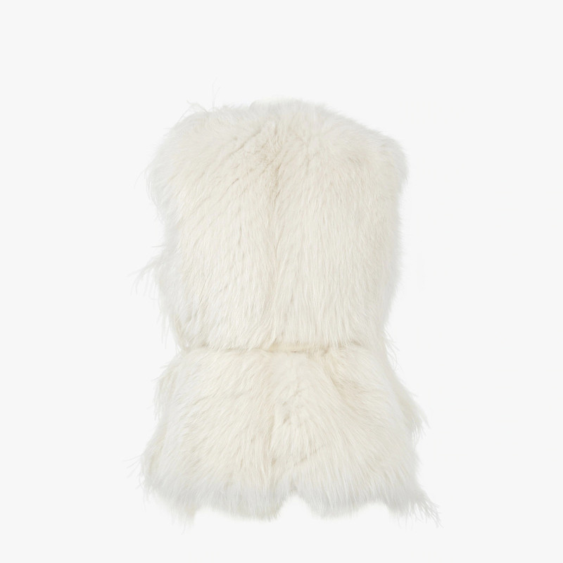 White fox-fur and feather gilet 2