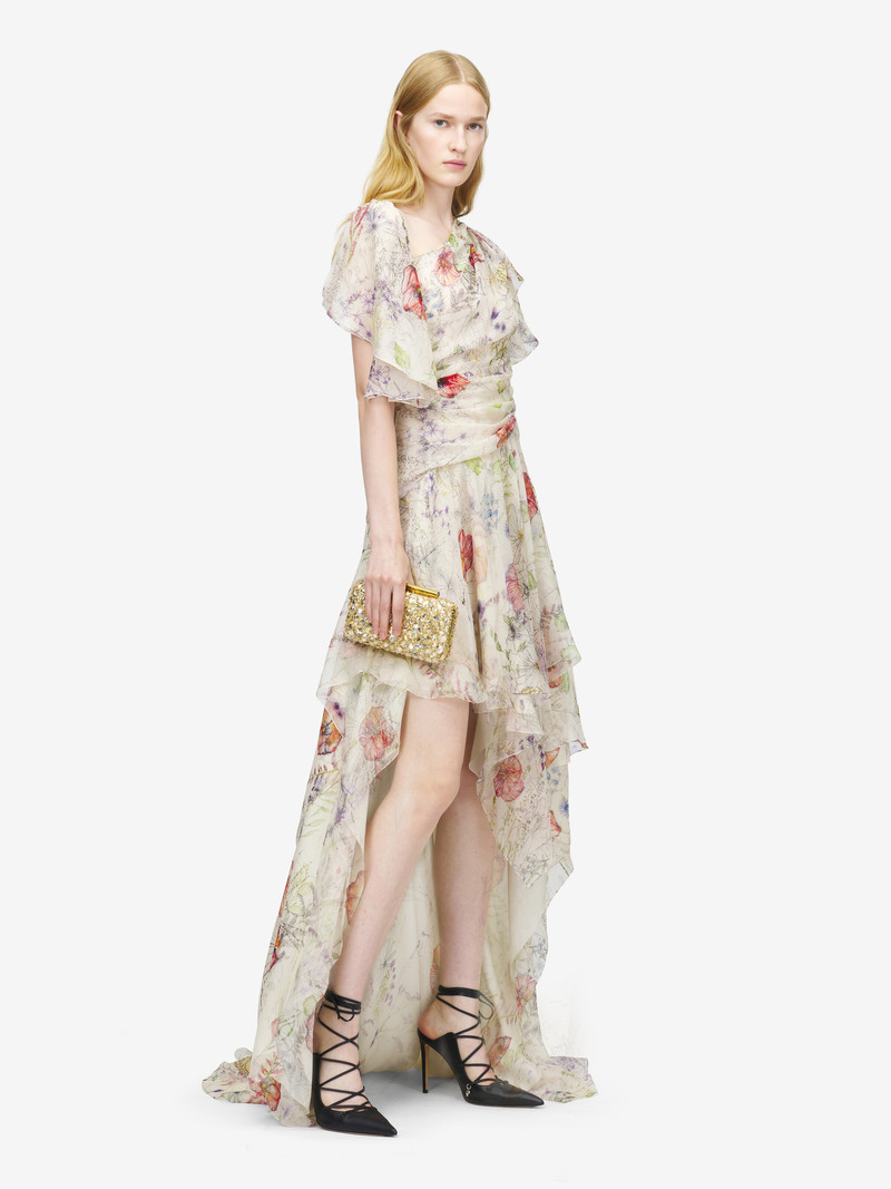 Meadow Floral Print Asymmetric Evening Dress 3