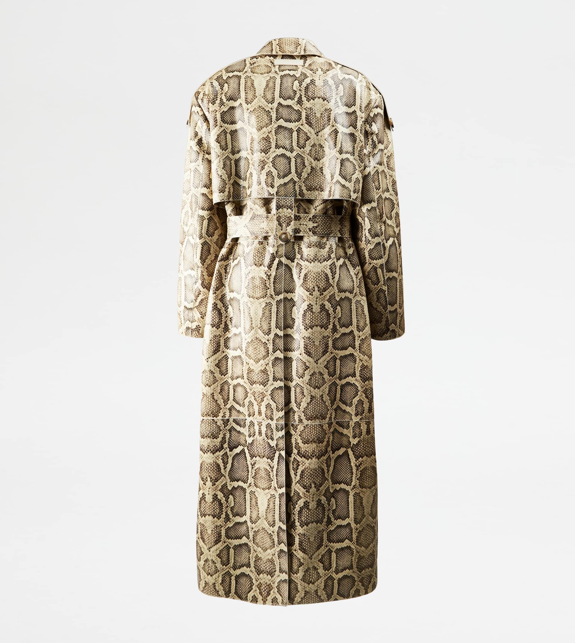 OVER TRENCH COAT IN LEATHER - BEIGE, BLACK - 8
