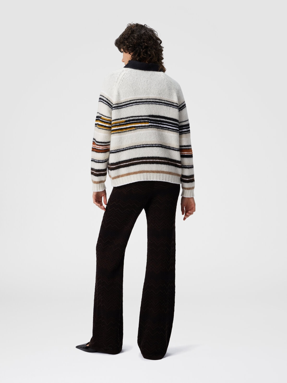 Crew Neck Striped Sweater in Wool, Mohair and Alpaca - 3