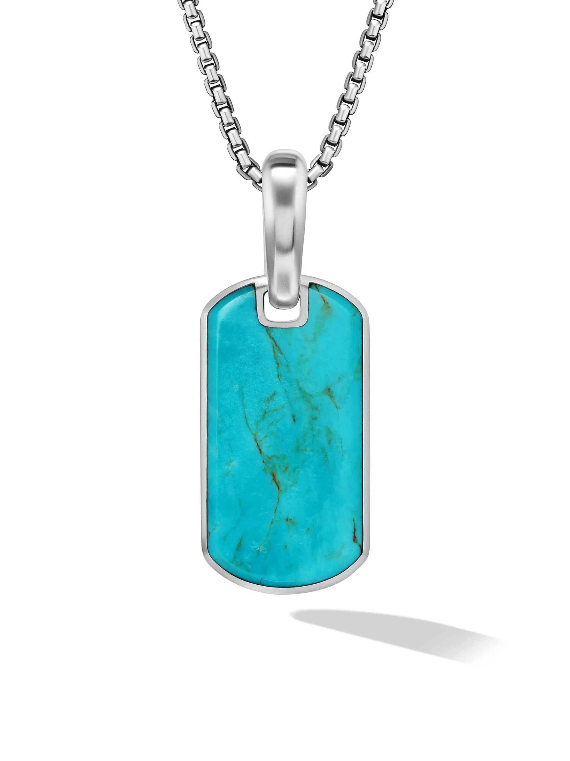 Men's Chevron Tag in Sterling Silver - American Turquoise - 1