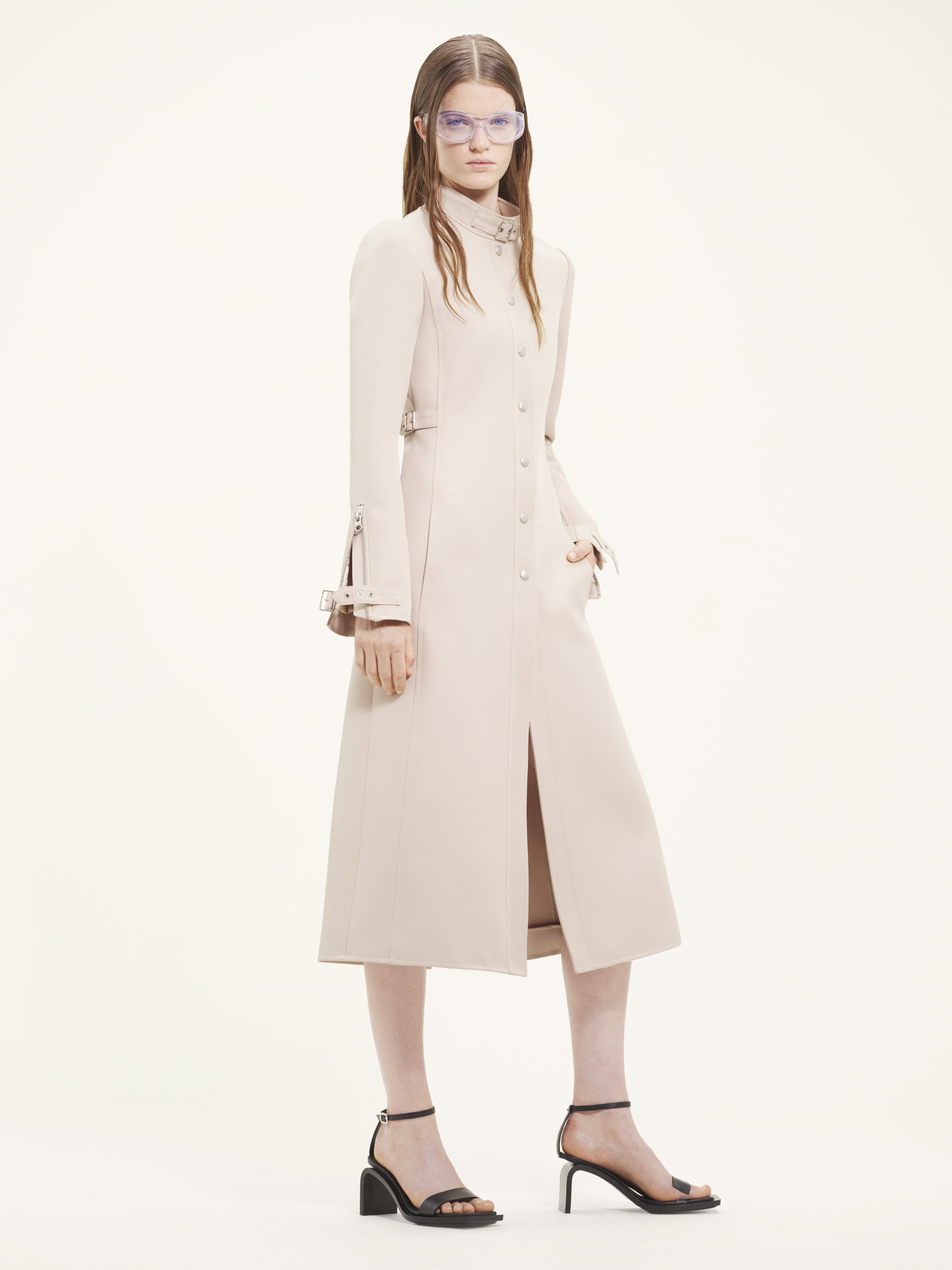 BUCKLE TWILL LONG COAT - 3