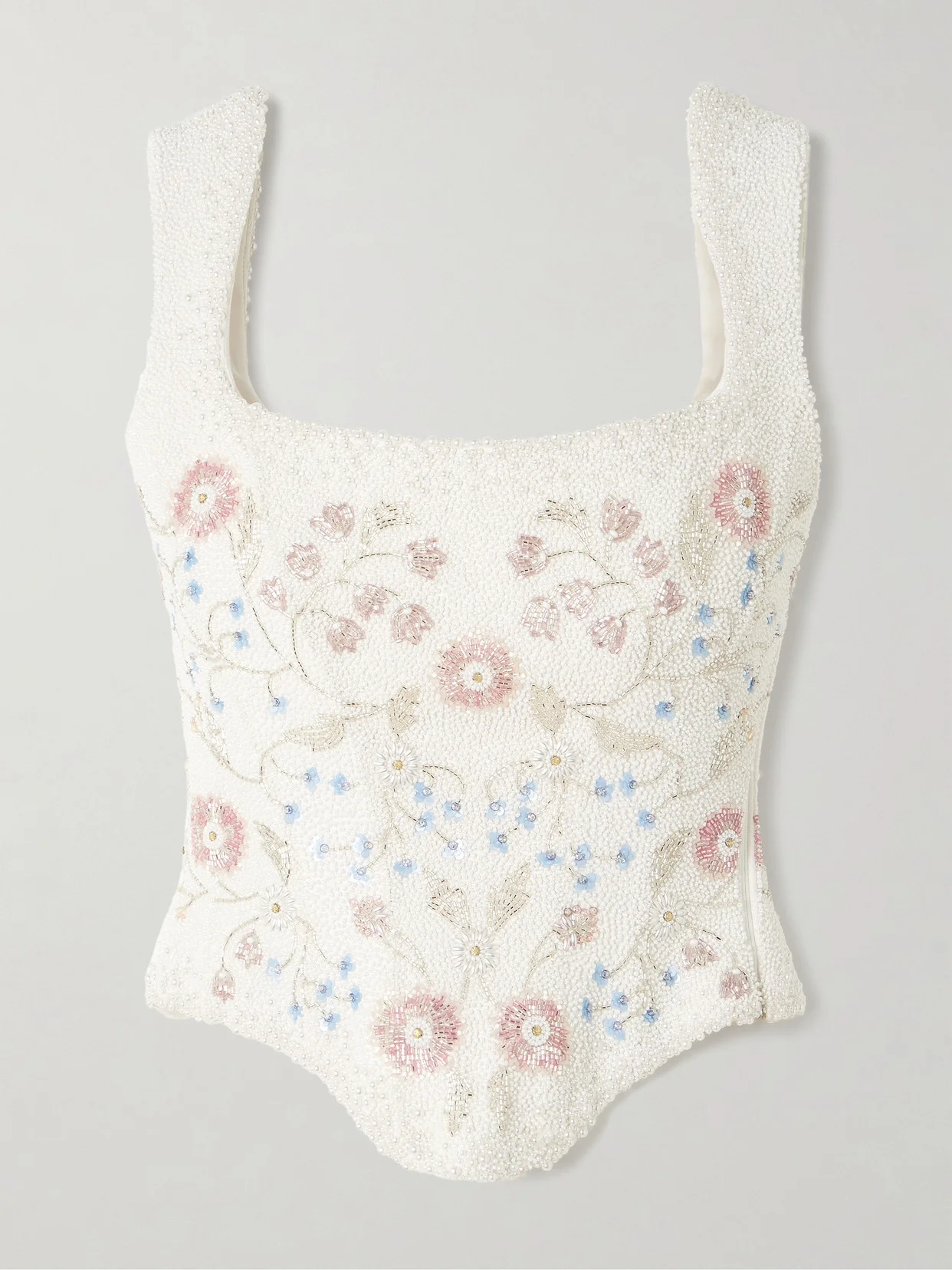 Sophie Embellished Beaded Stretch-tulle Bustier Top - 1