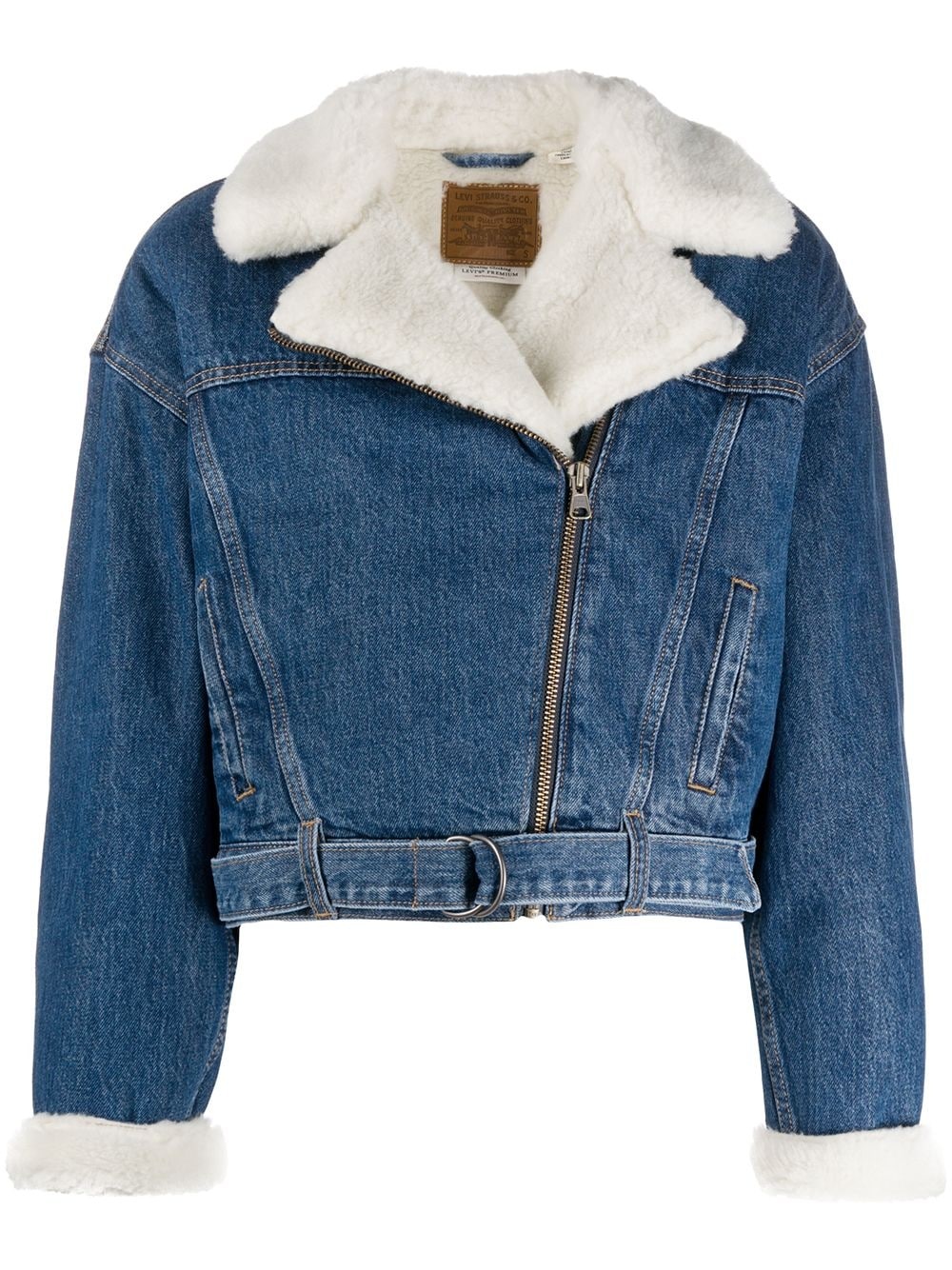 shearling panel jacket - 1