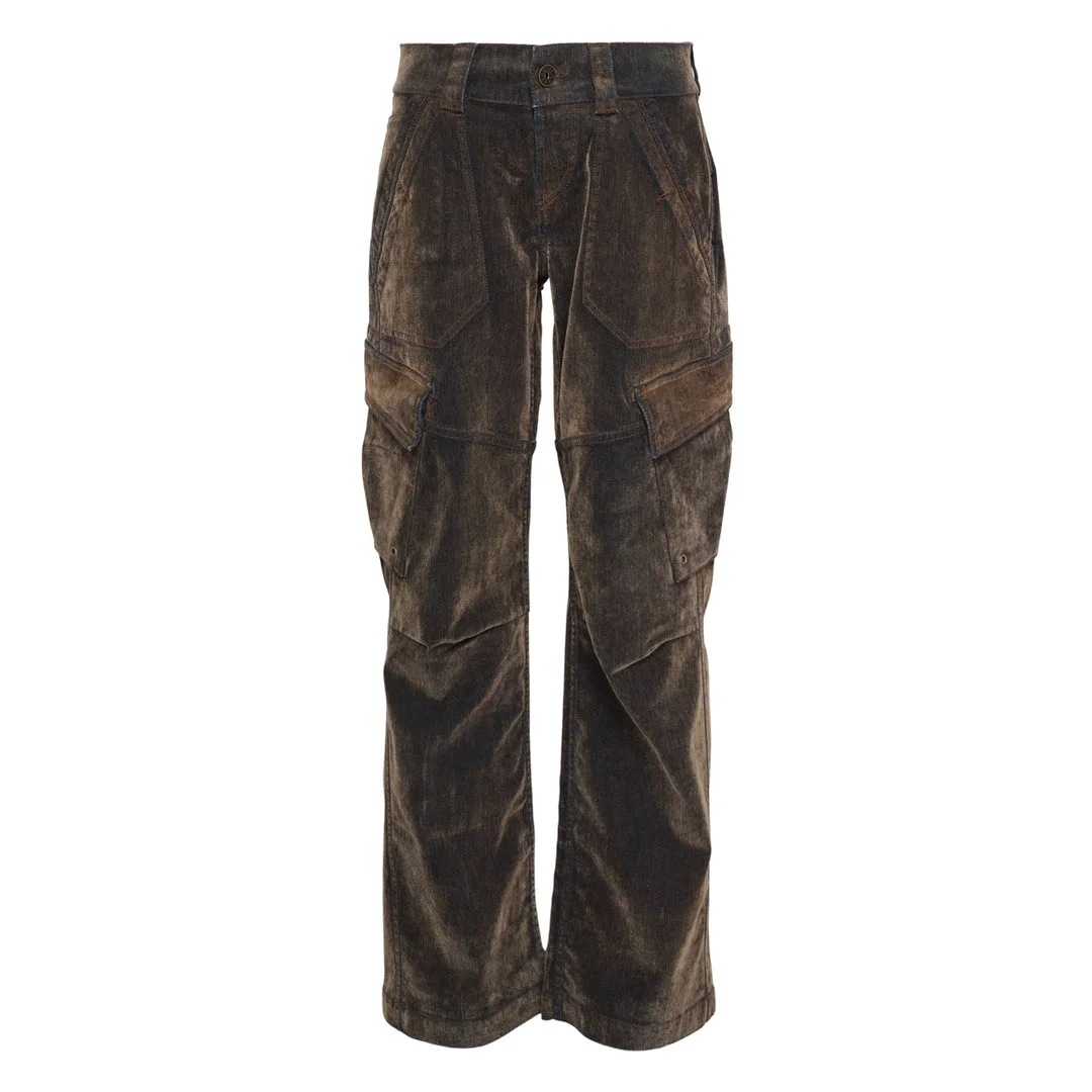 Women Flocked Denim Workwear Pants - 1