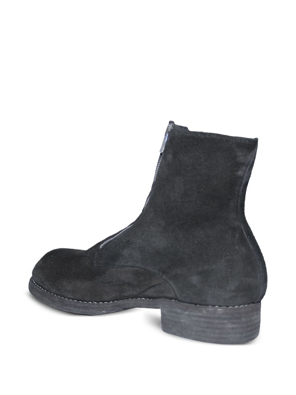 zip-front suede boots - 4