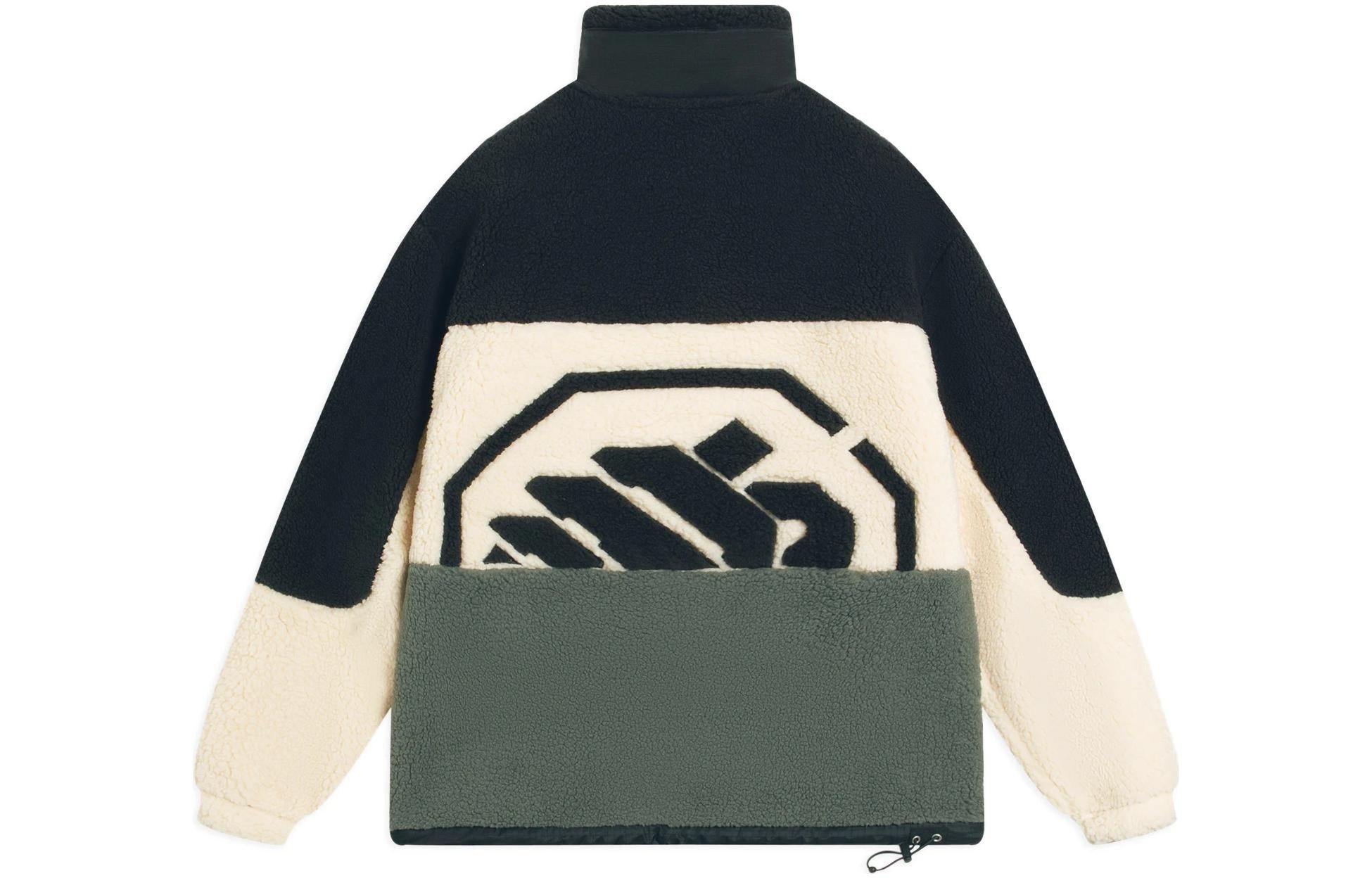 Li-Ning BadFive Graphic Color Block Polar Fleece Jacket 'Black Beige' AFDSA71-3 - 2