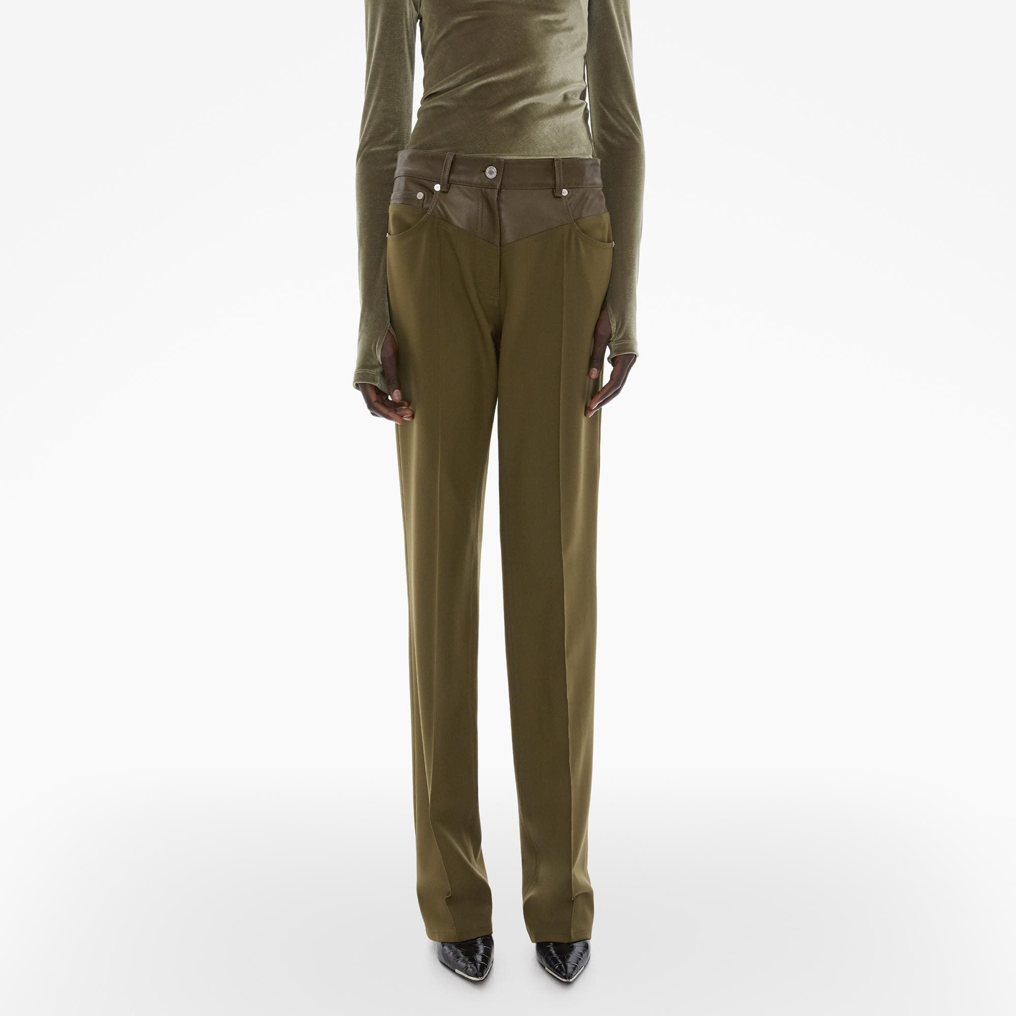 LEATHER-TRIMMED GARTER PANT - 3