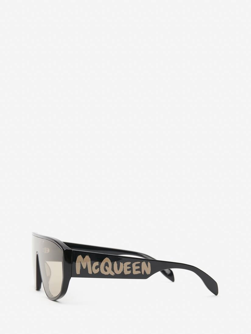 McQueen Graffiti Mask Sunglasses in Black - 2