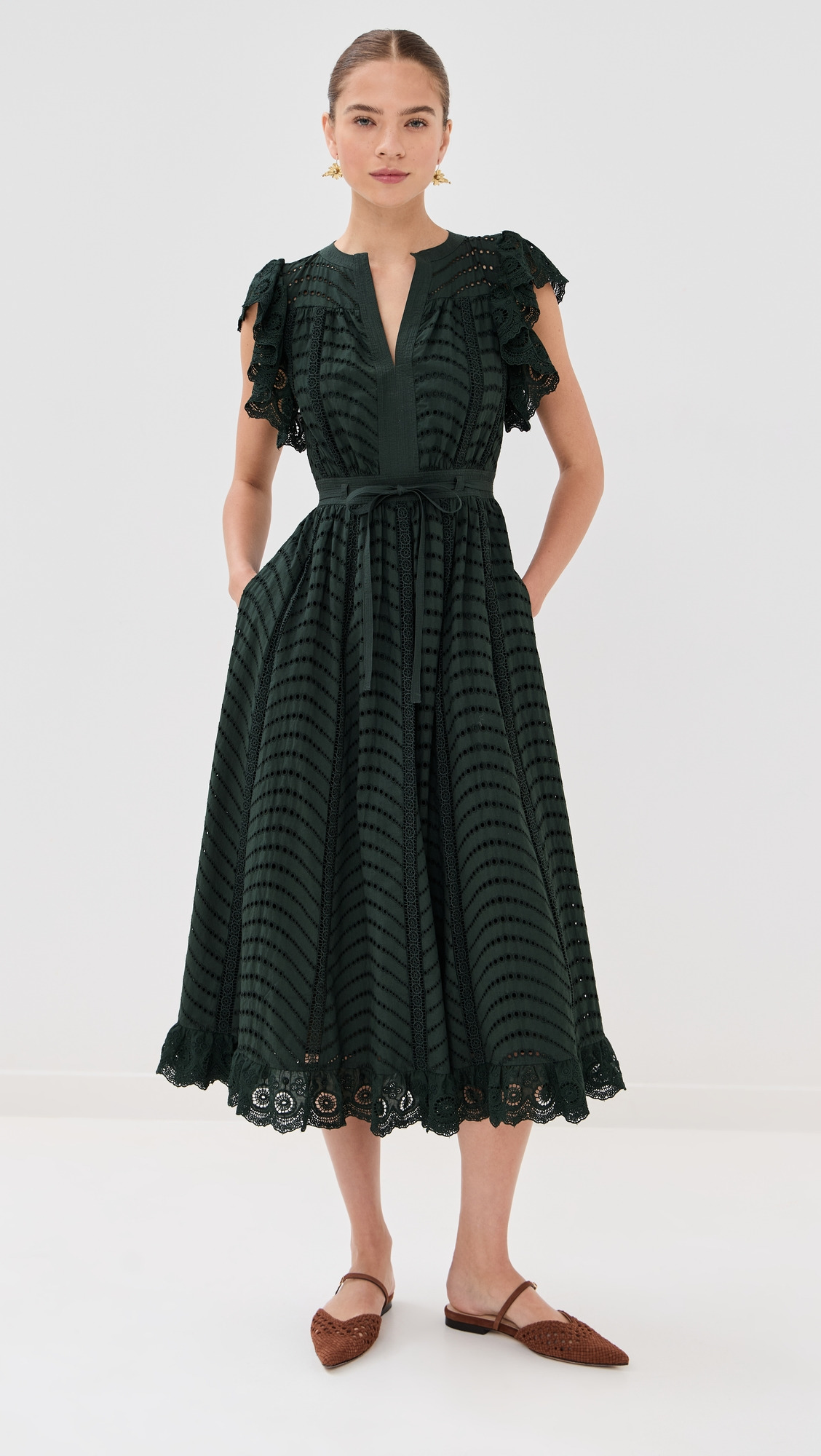 Olga Flutter Sleeve Midi Dress - 6