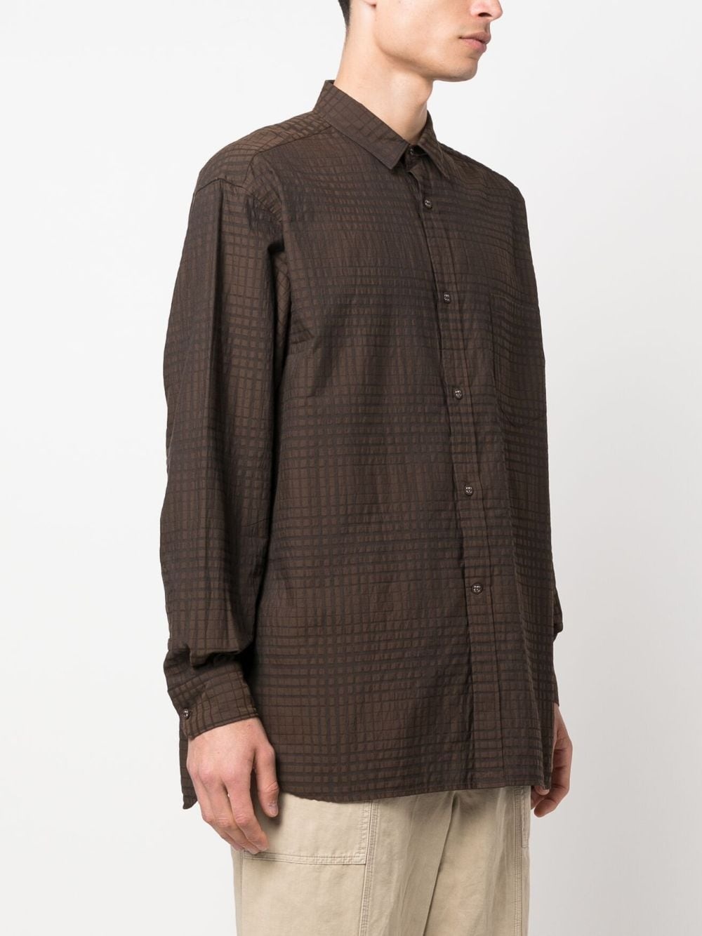 checked- jacquard long-sleeve shirt - 3