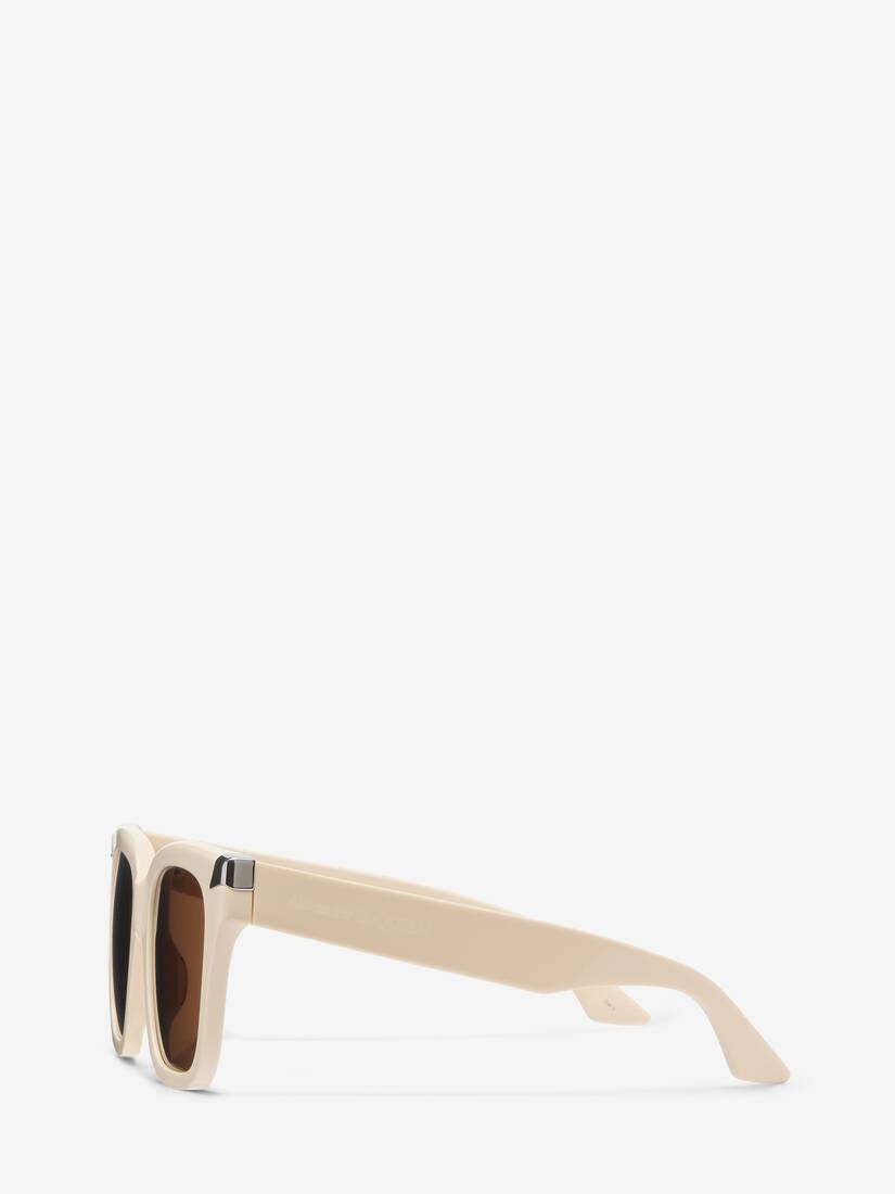 Women's Punk Rivet Oversize Sunglasses in Ivory - 3