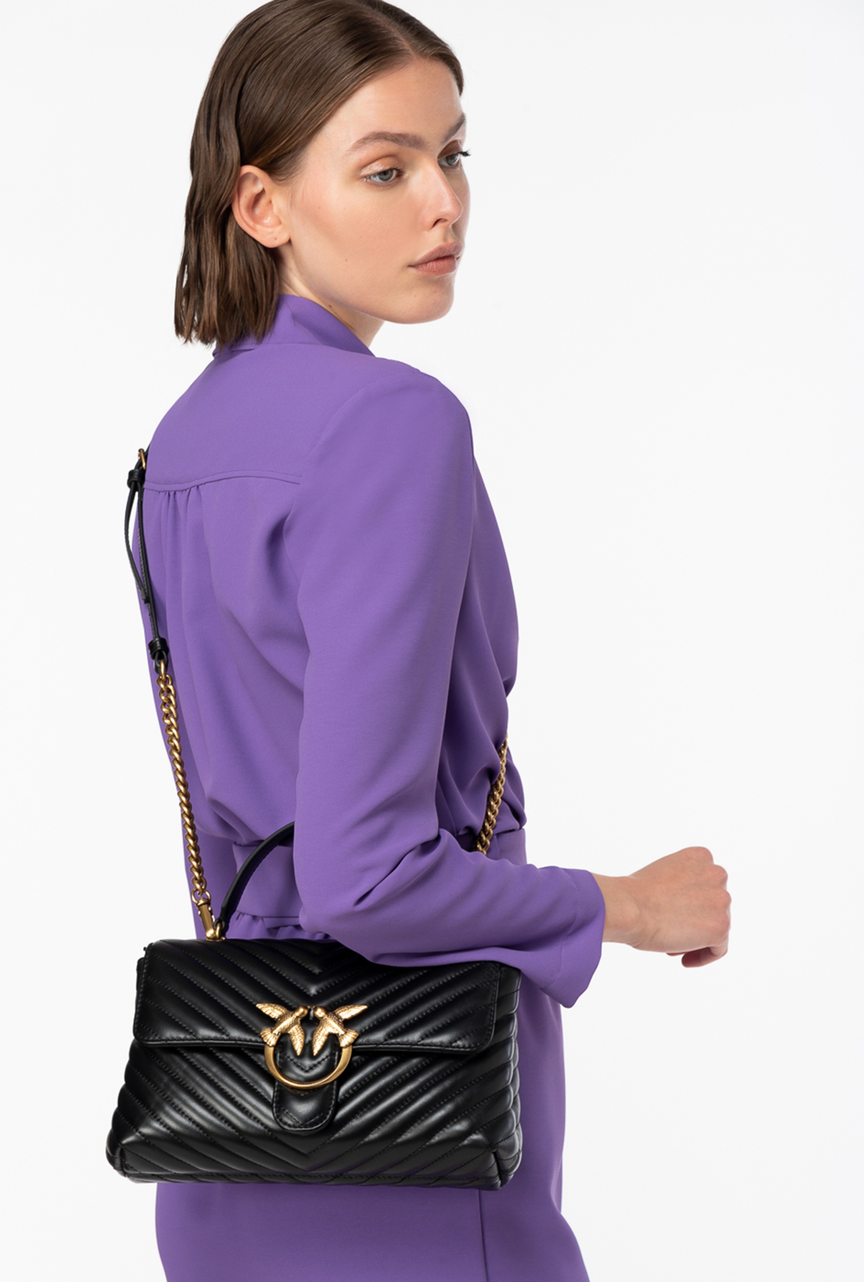 PINKO CLASSIC LADY LOVE BAG PUFF CHEVRON | REVERSIBLE