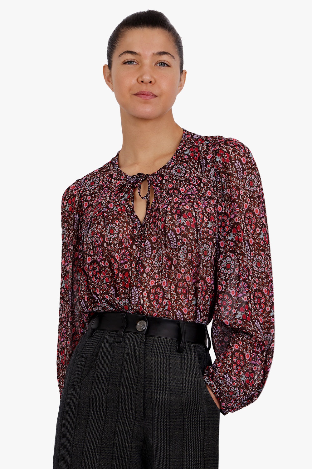 DAYTONEA LONG SLEEVE PRINT BLOUSE | BROWN - 3