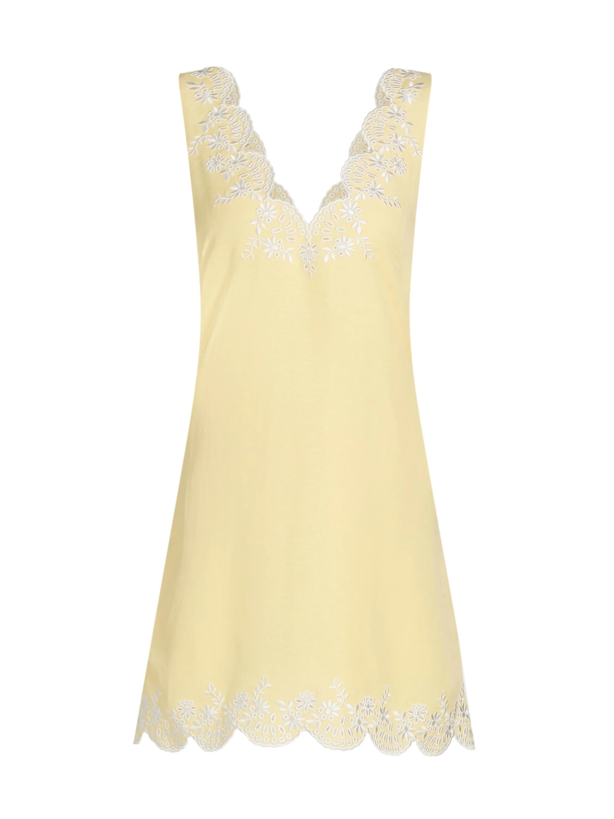 Women's Edena Embroidered Linen Minidress - Buttercream Multi - 1