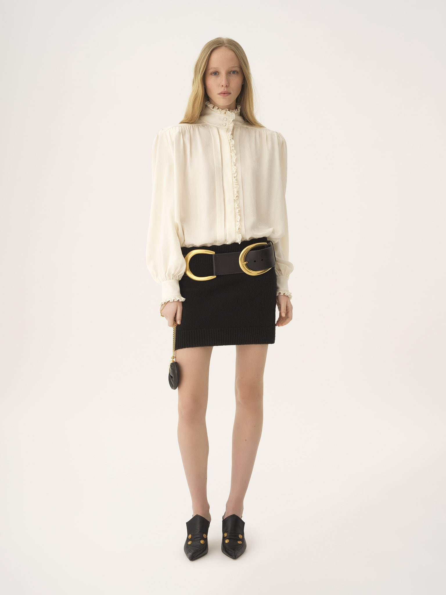 OVERSIZED RUFFLED BLOUSE IN SILK JACQUARD - 3