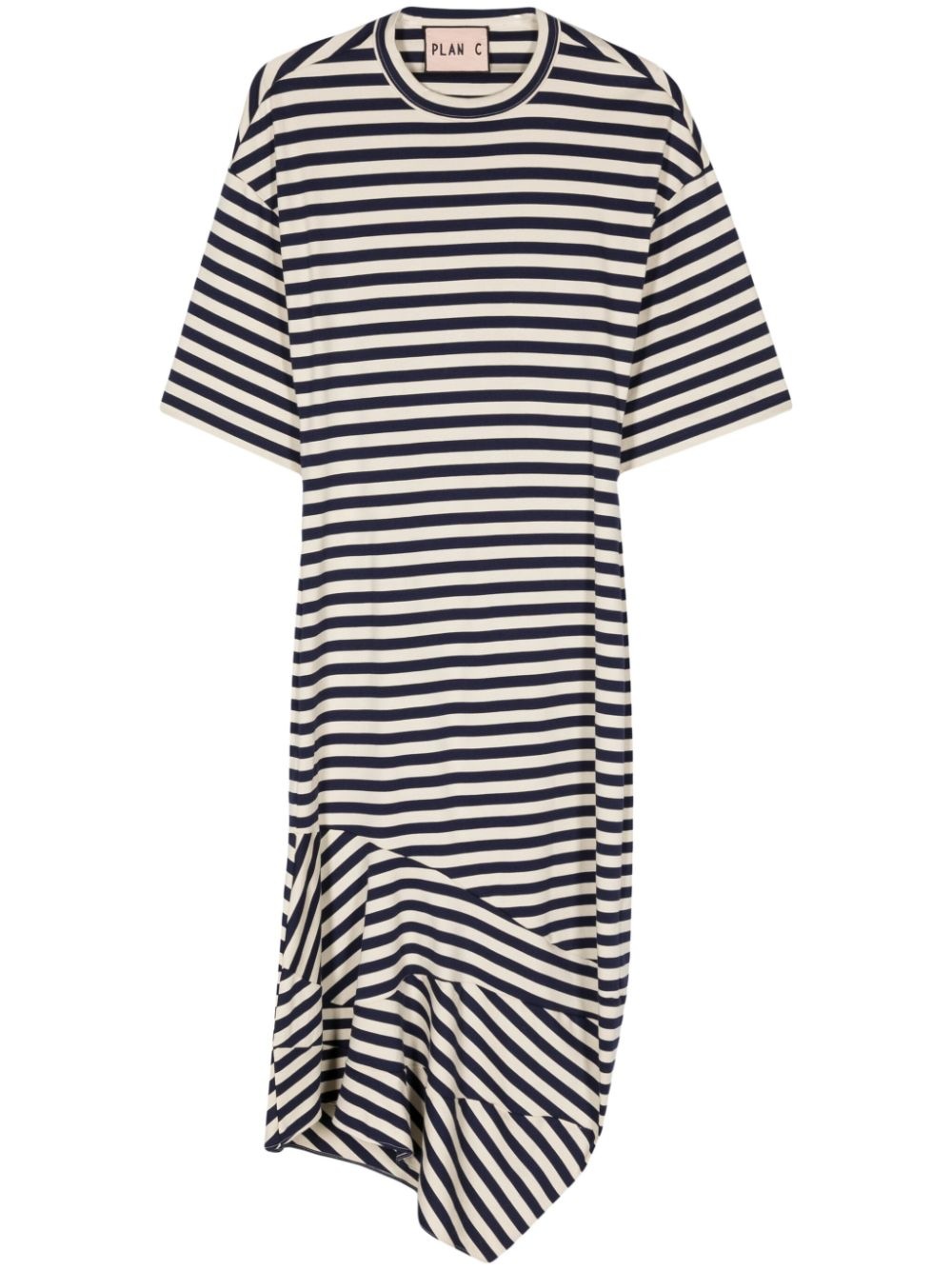 asymmetric striped T-shirt dress - 1