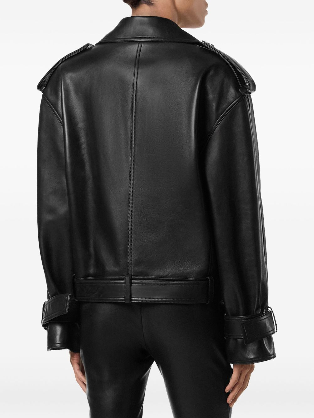 belted leather jacket - 4