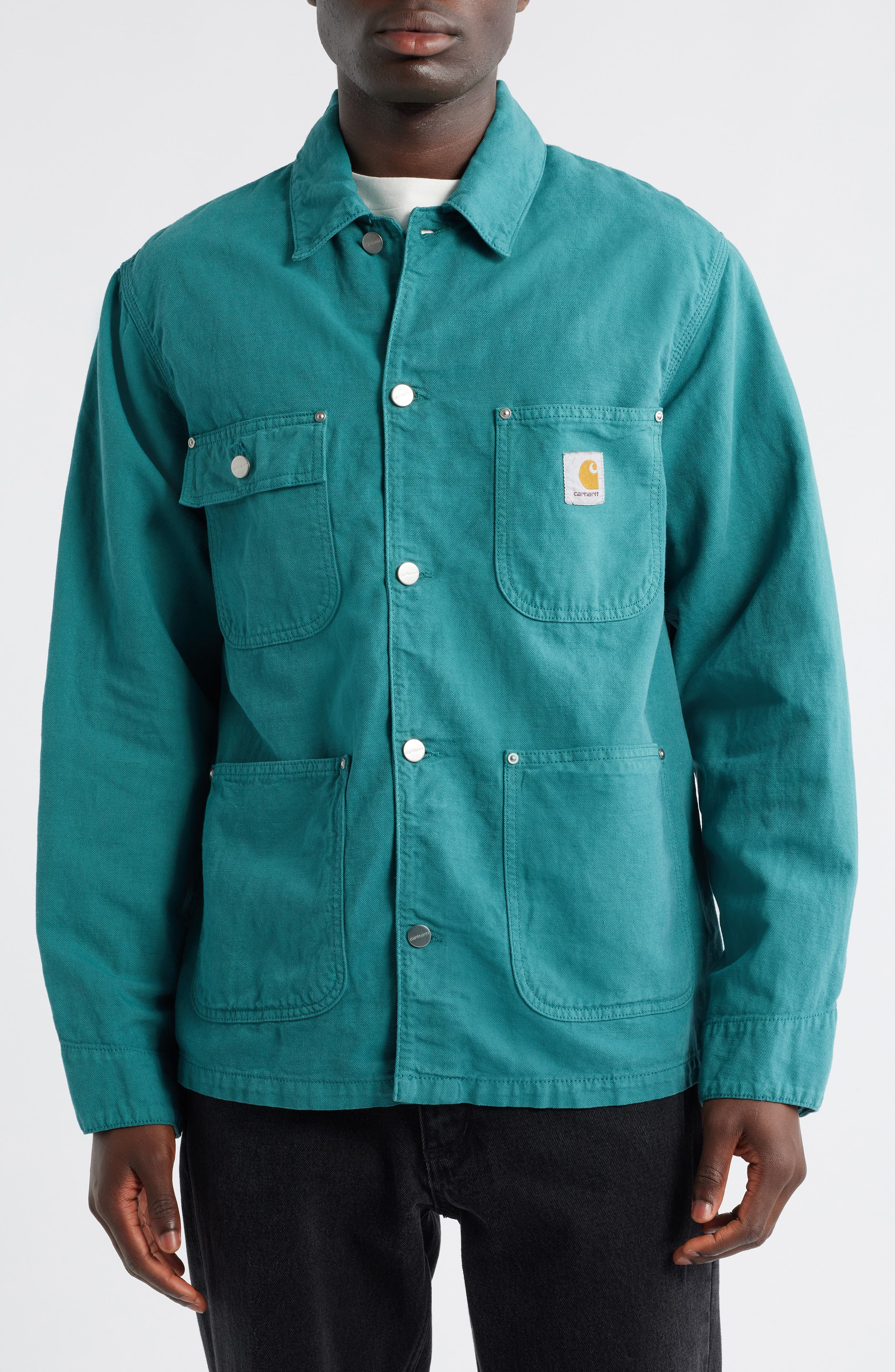 Carhartt Work In Progress Walter Cotton & Linen Canvas Chore Coat in Saguaro (Garment Dyed) at Nords - 4