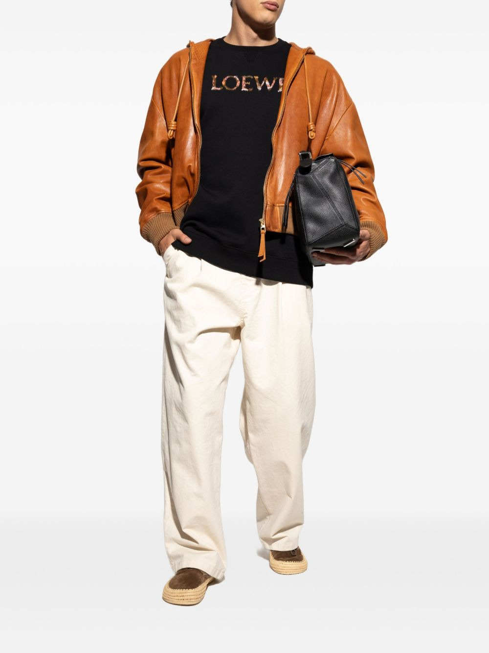 hooded leather jacket - 2