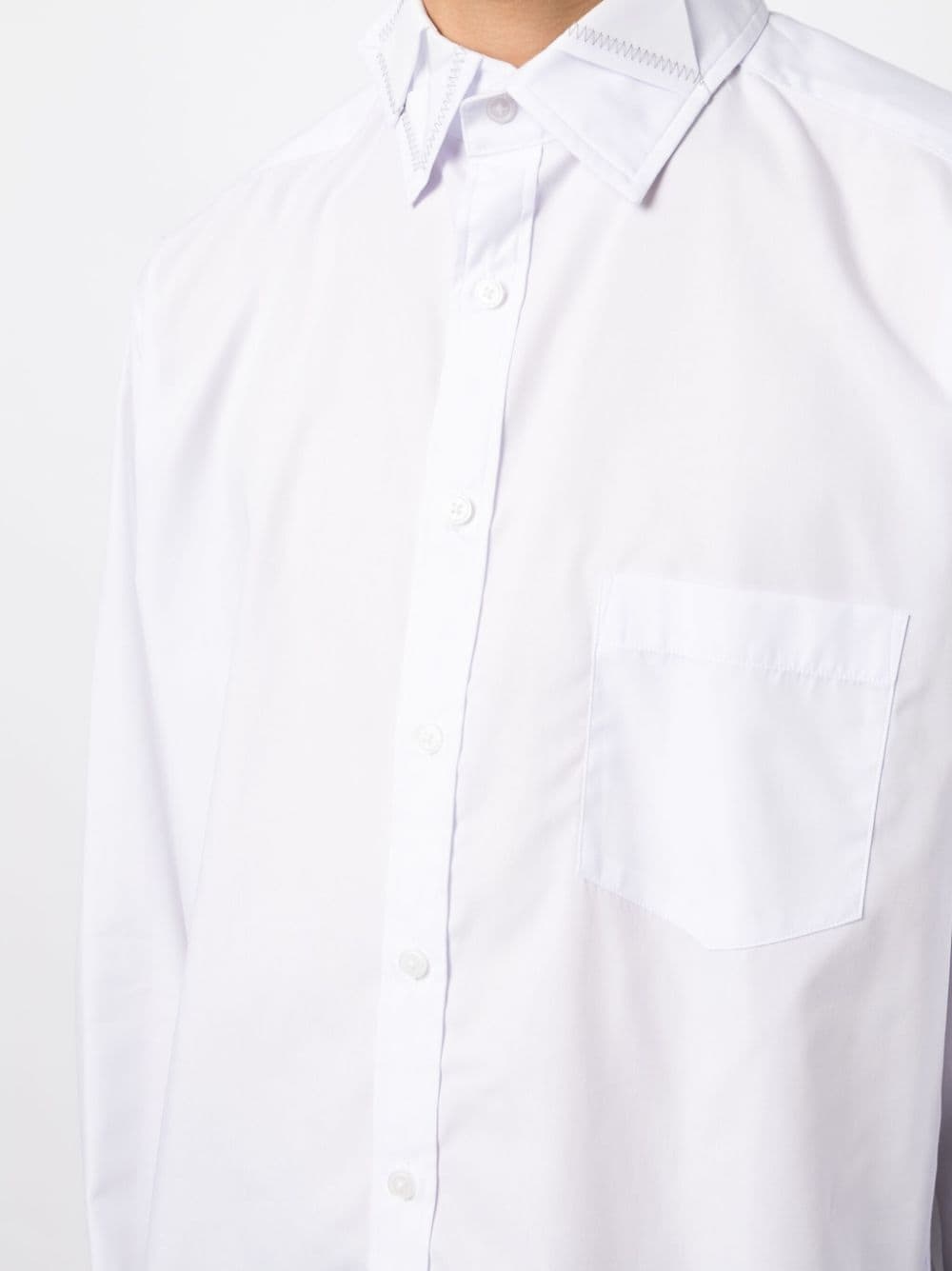 patchwork-detail long-sleeve shirt - 5