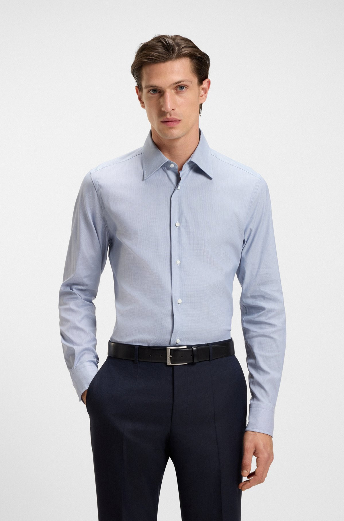 SLIM-FIT SHIRT IN AN ITALIAN COTTON BLEND - 2