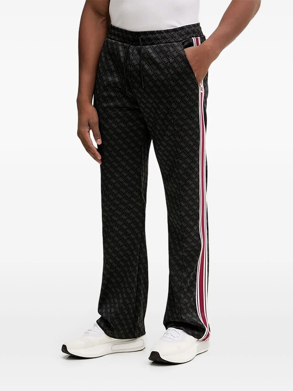 allover pattern striped trousers - 1