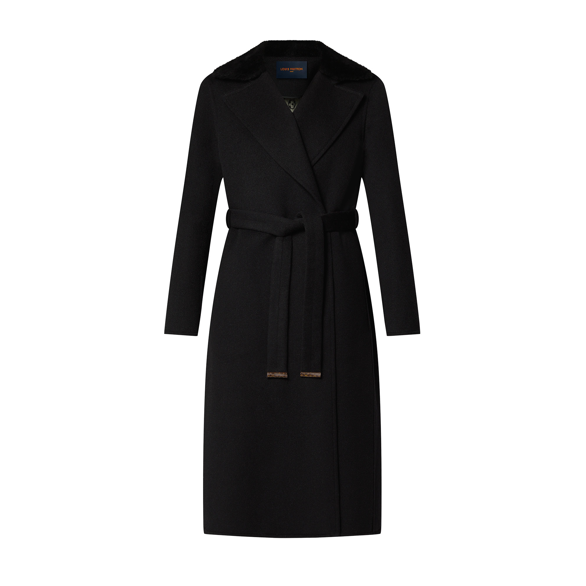 Shearling Collar Wrap Coat - 1