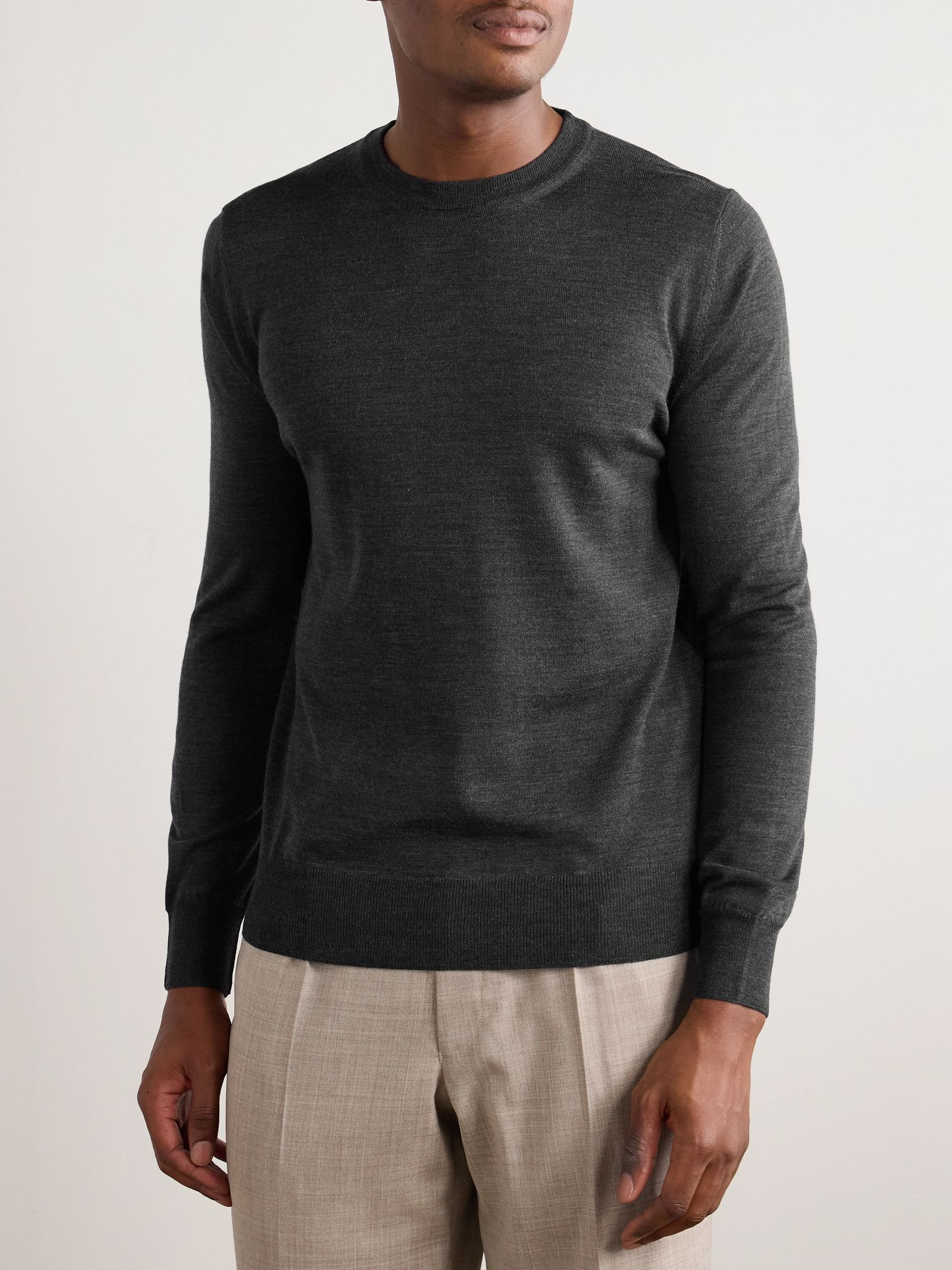 Slim-Fit Wool Sweater Navy - 3