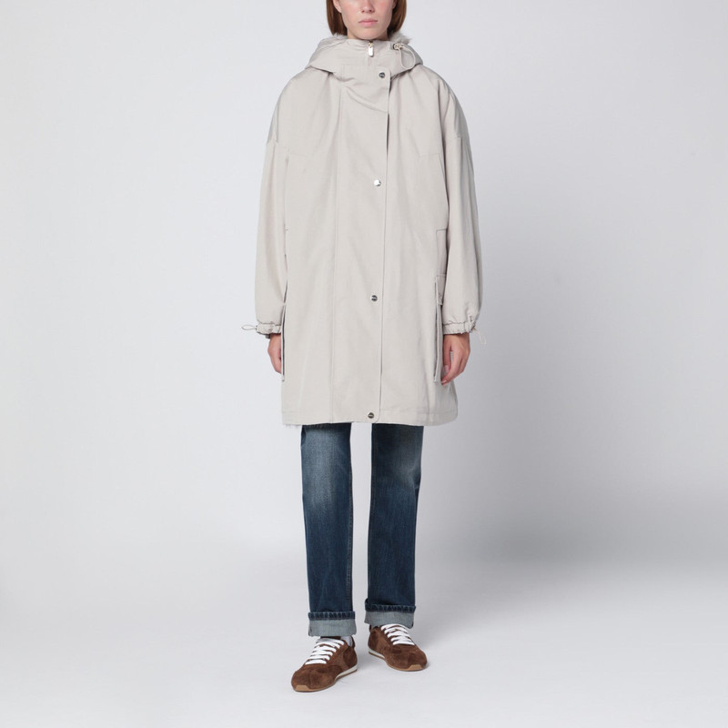Light beige cotton blend parka 1