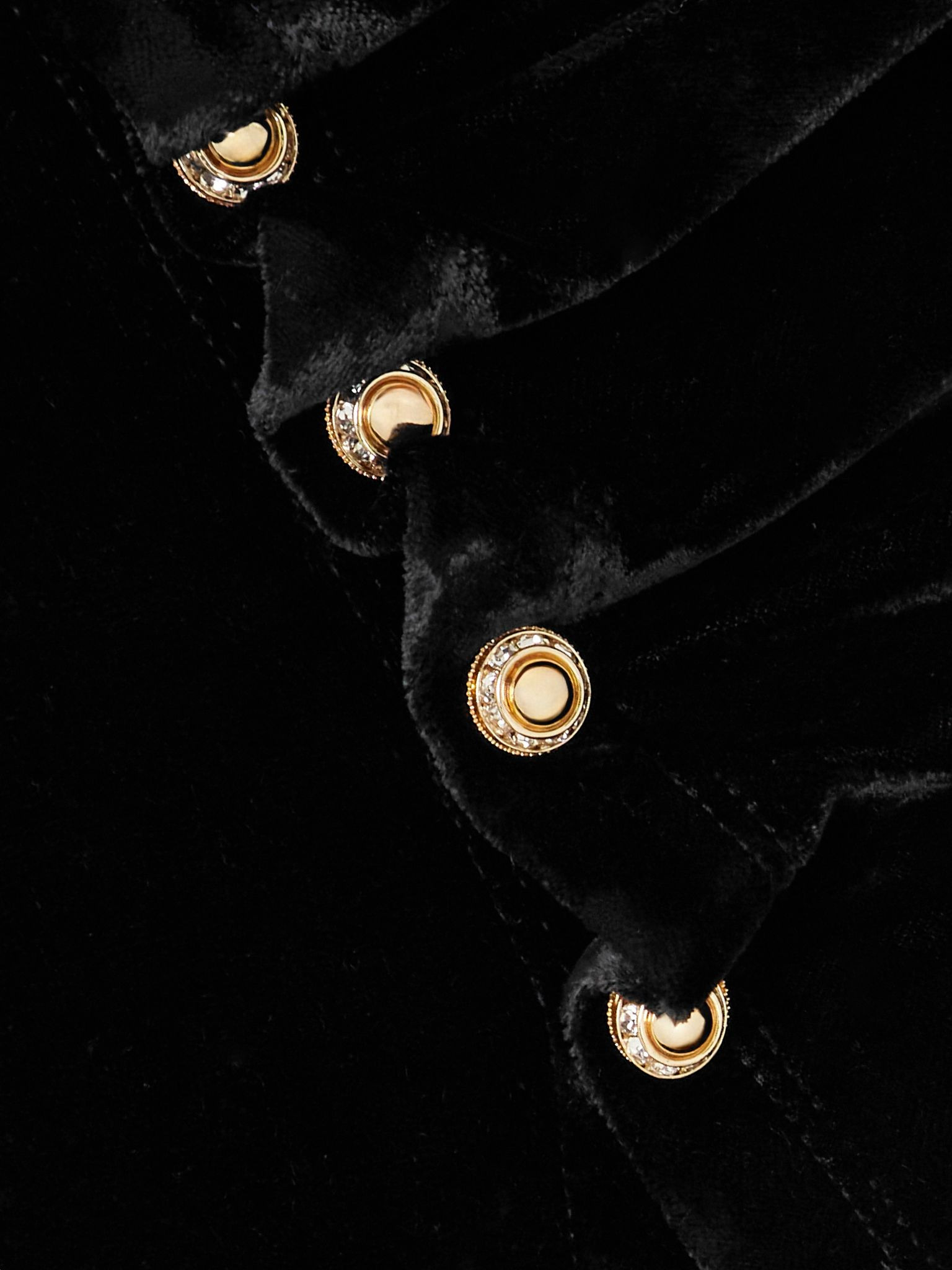 Embellished velvet turtleneck top Black - 5
