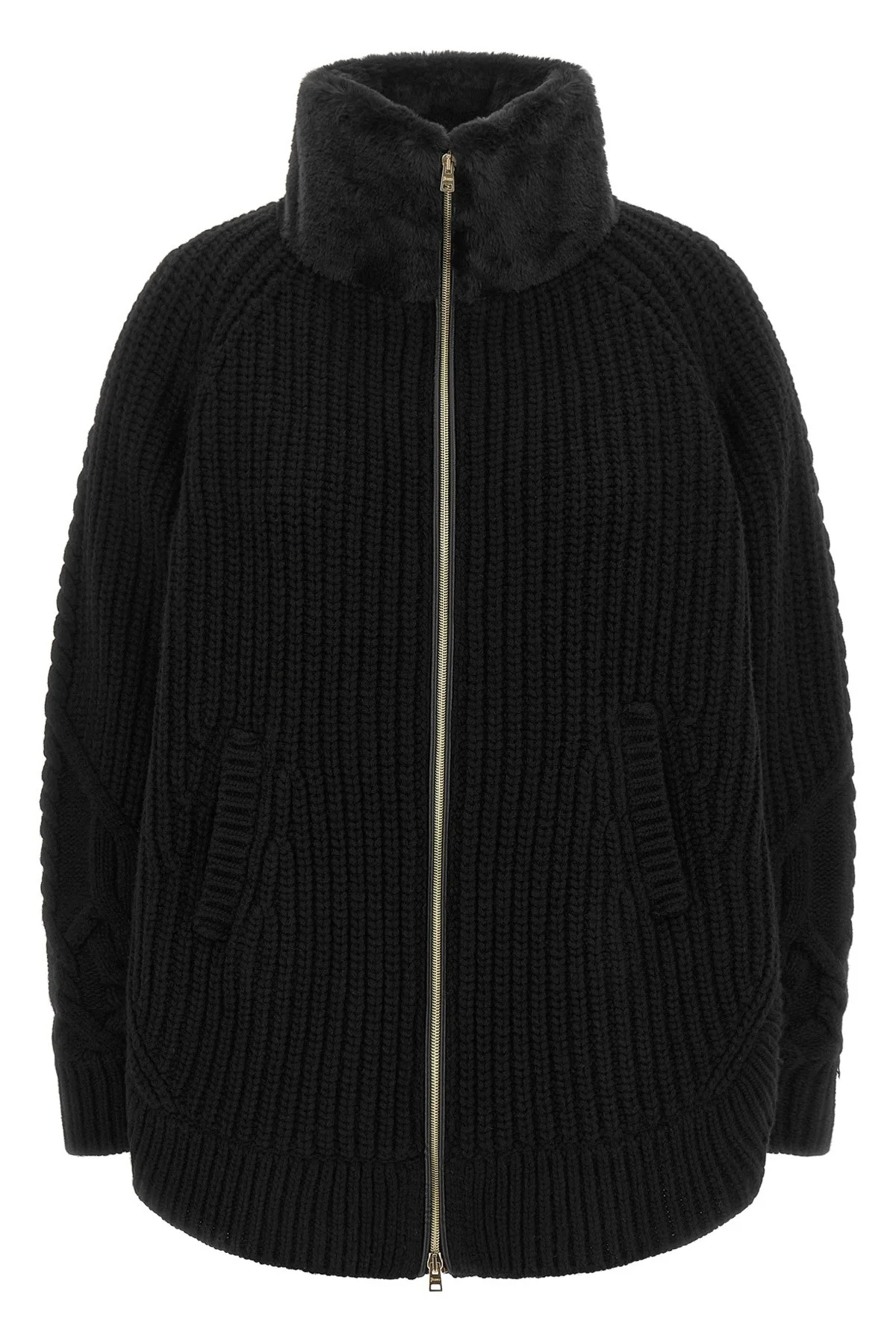 Cardigan With Fur Insert - 1