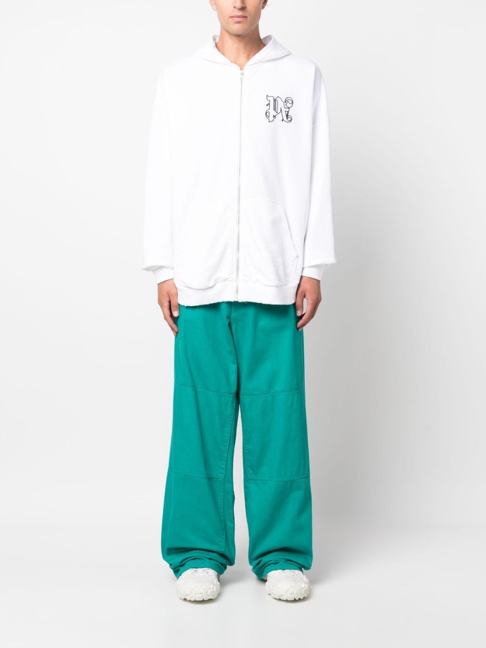 monogram-embroidered cotton hoodie - 2