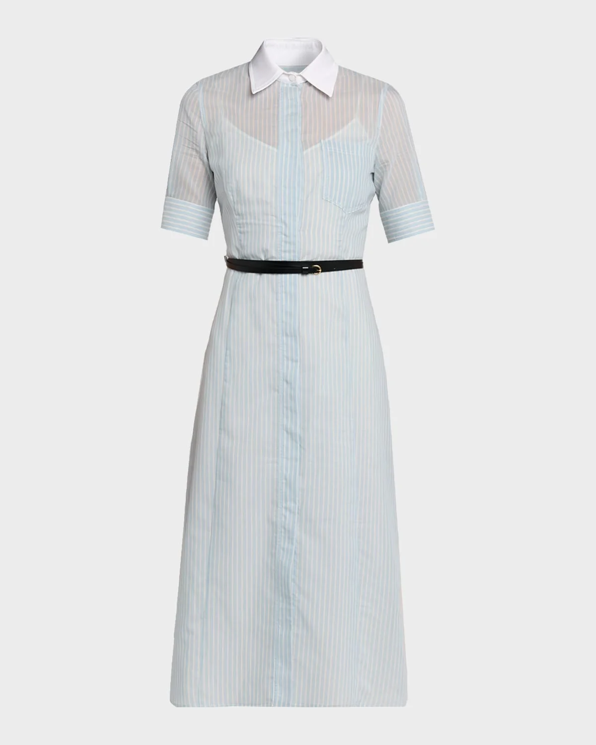 Kieran Striped Short-Sleeve Midi Shirtdress - 1